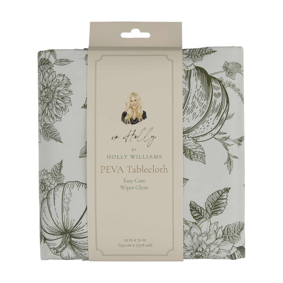 Holly Williams Fall Floral Printed Easy Care PEVA Tablecloth, 52x70 in