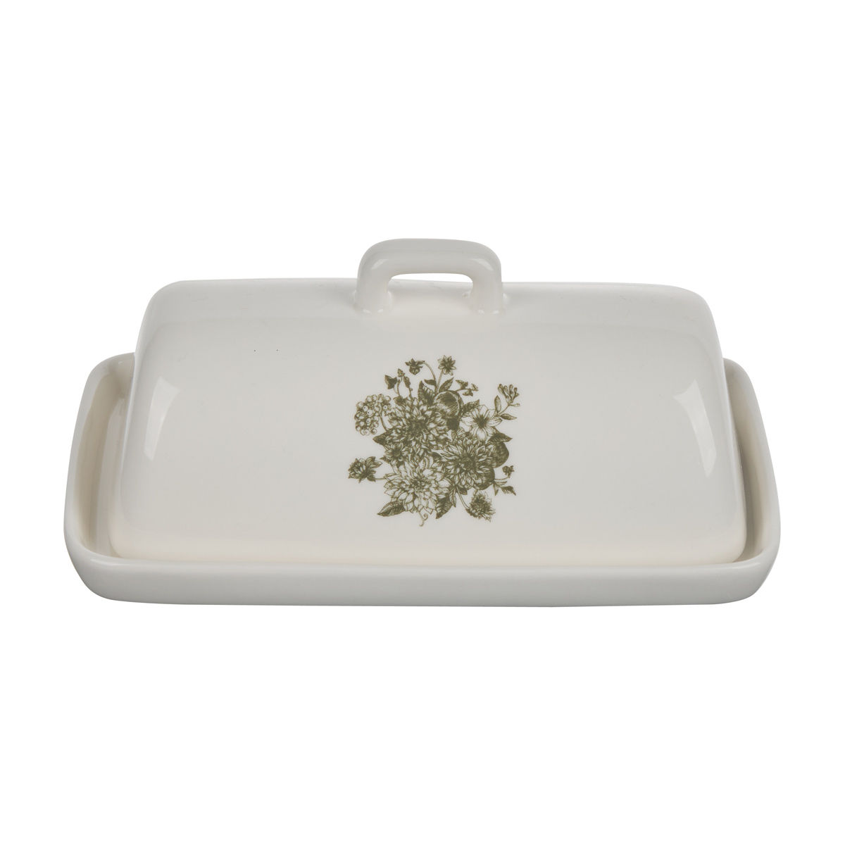 Holly Williams White Ceramic Floral Butter Dish with Lid