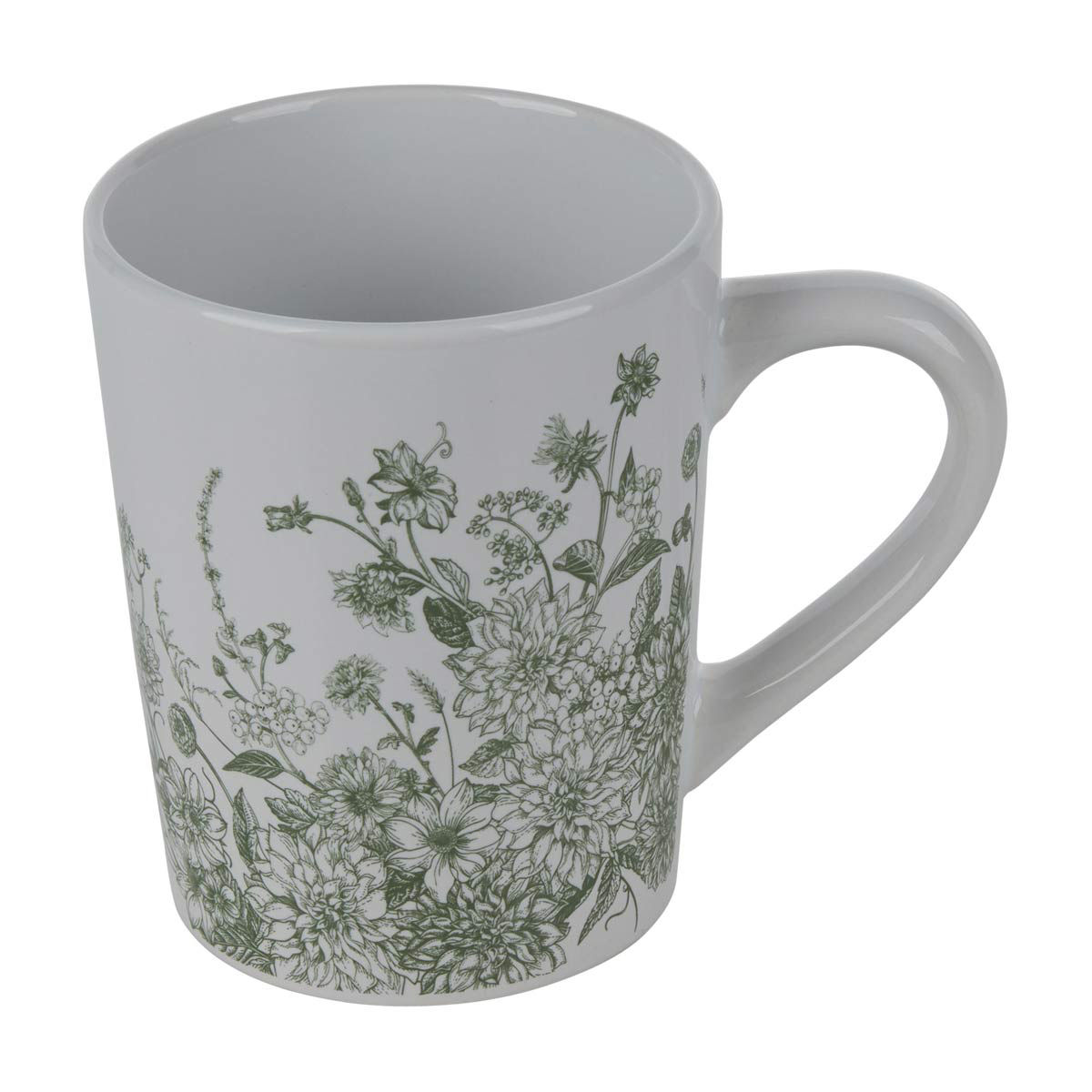 Holly Williams Fall Green Floral Print Coffee Mug, 14 oz
