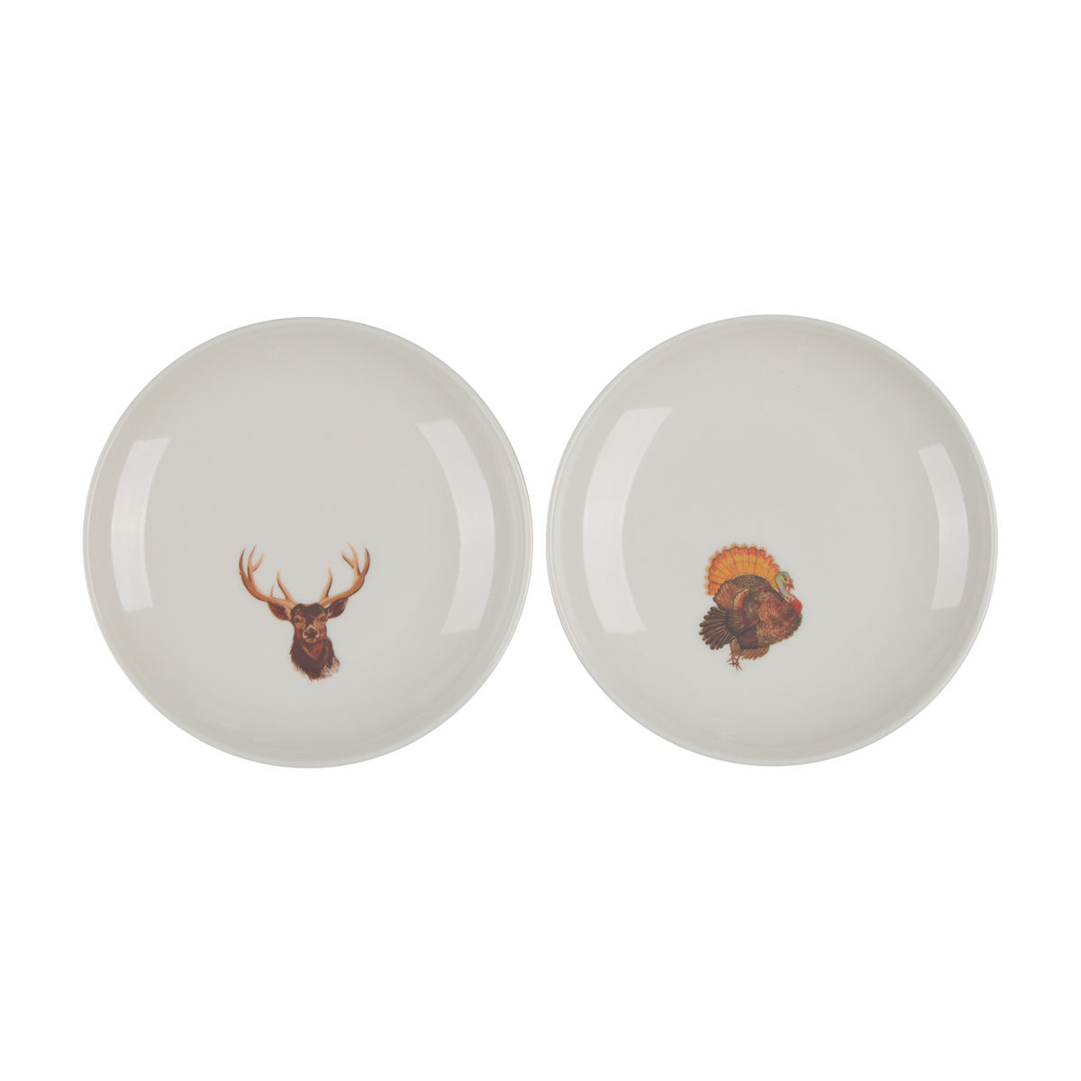 Holly Williams Fall Animal Print Melamine Appetizer Plates, Deer & Turkey, 2 ct
