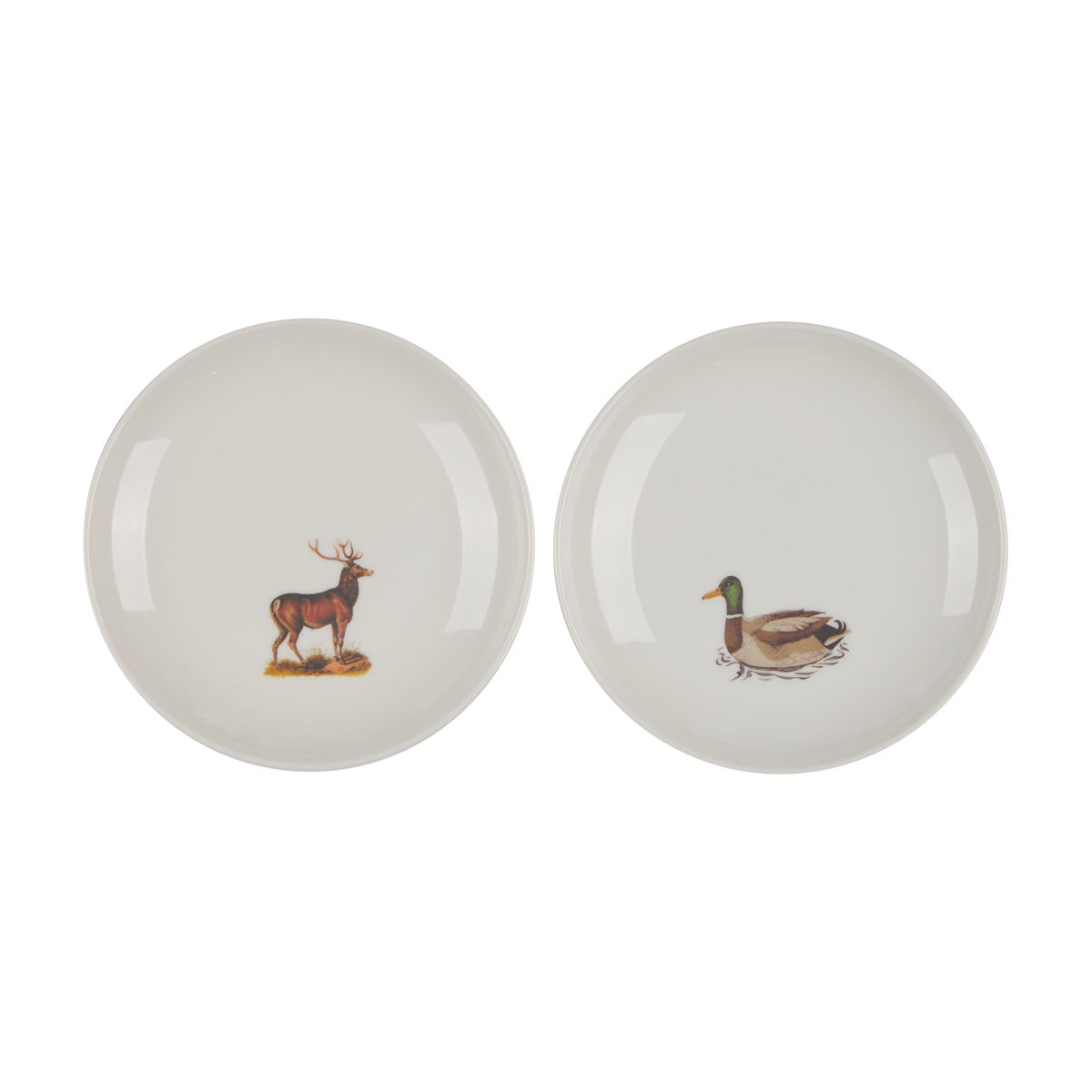 Holly Williams Fall Animal Print Melamine Appetizer Plates, Deer & Mallard Duck, 2 ct