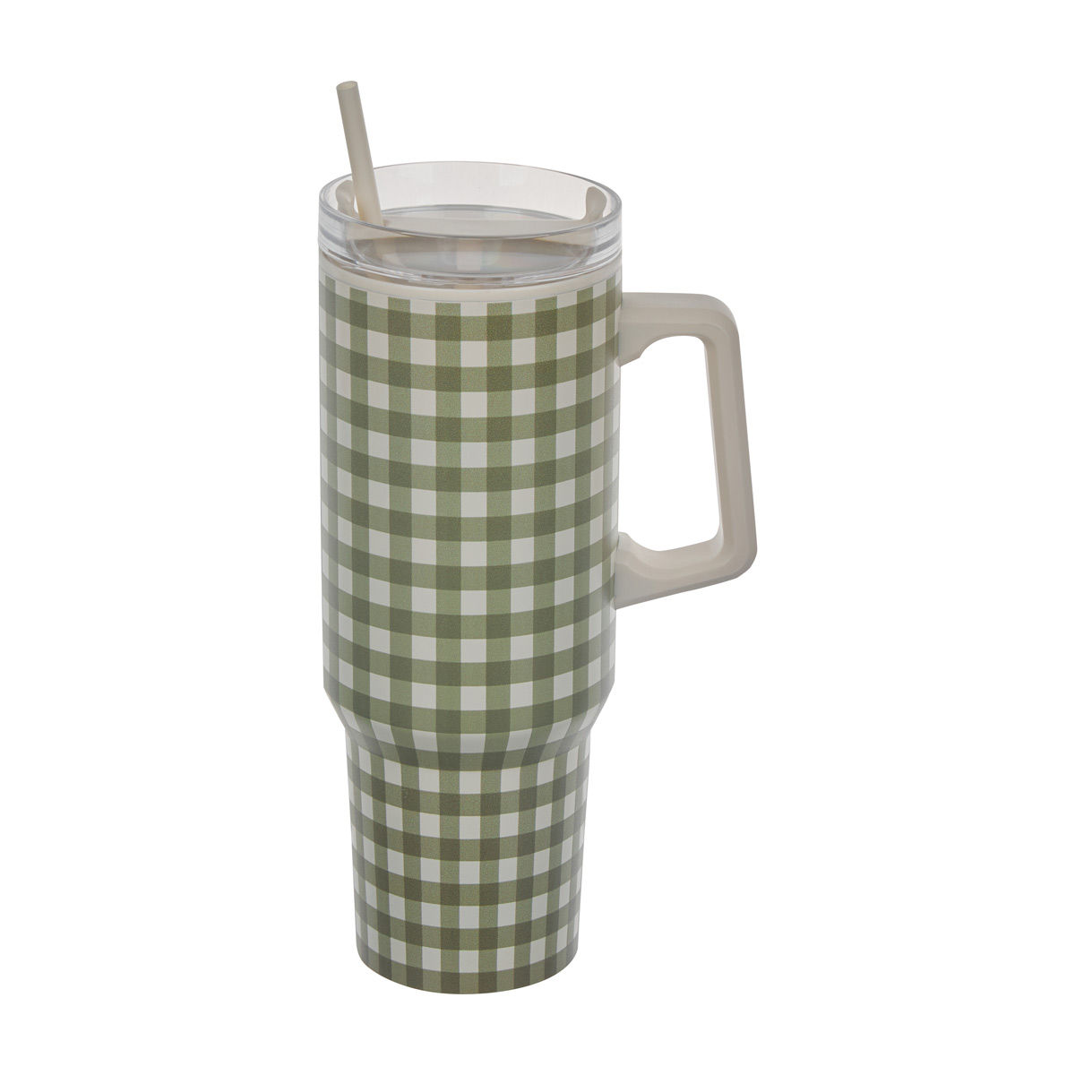 Holly Williams Fall Checkered Tumbler with Straw, 40 fl oz