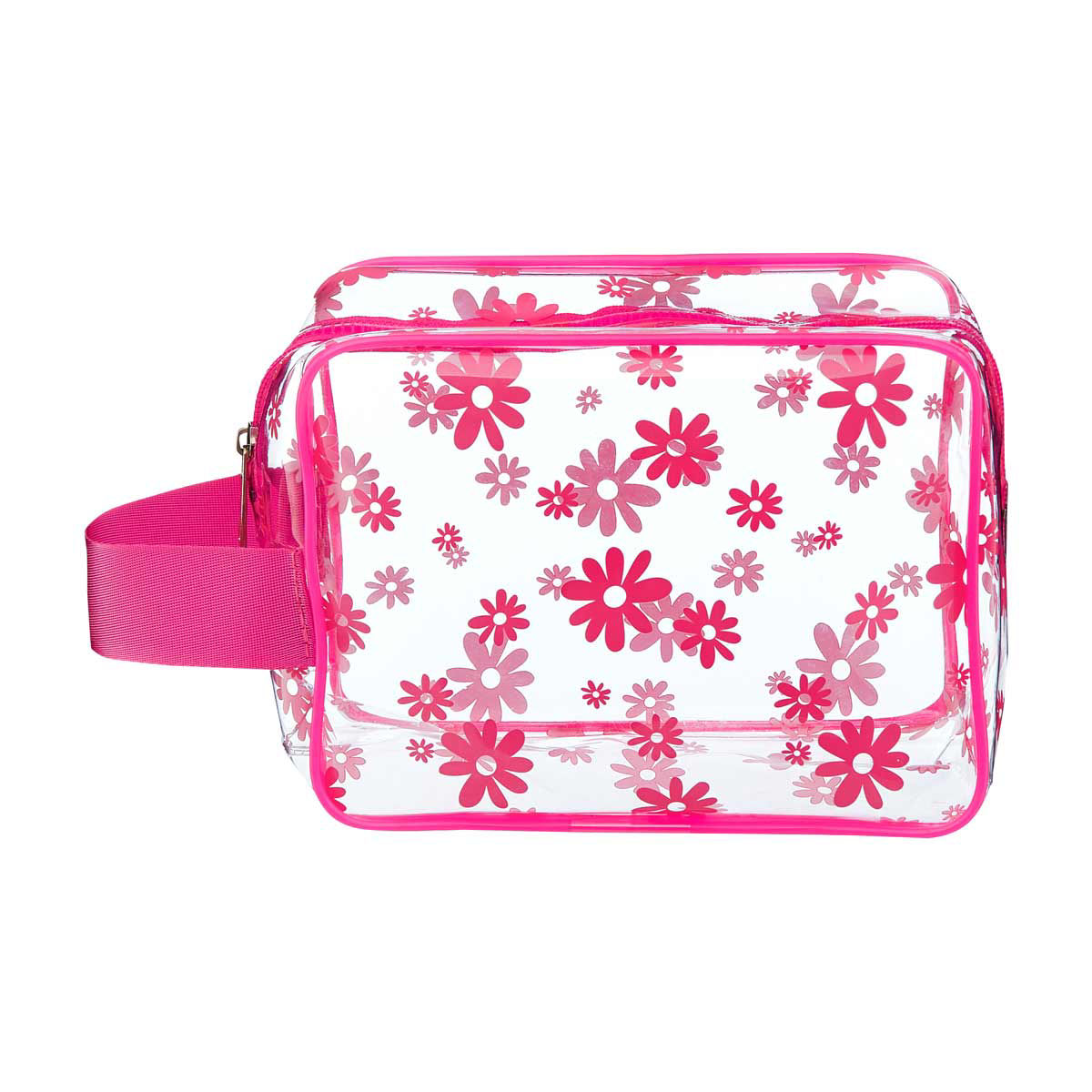 Summer Clear Pink Floral Printed Storage Pouch