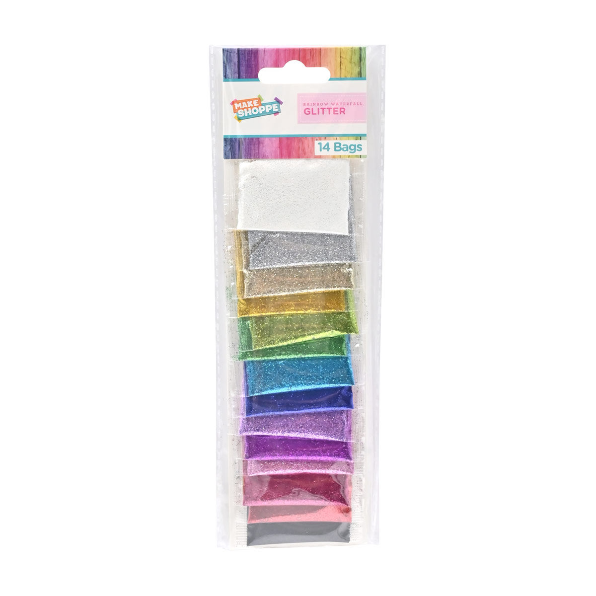 Make Shoppe Rainbow Waterfall Glitter Bags, 14 ct