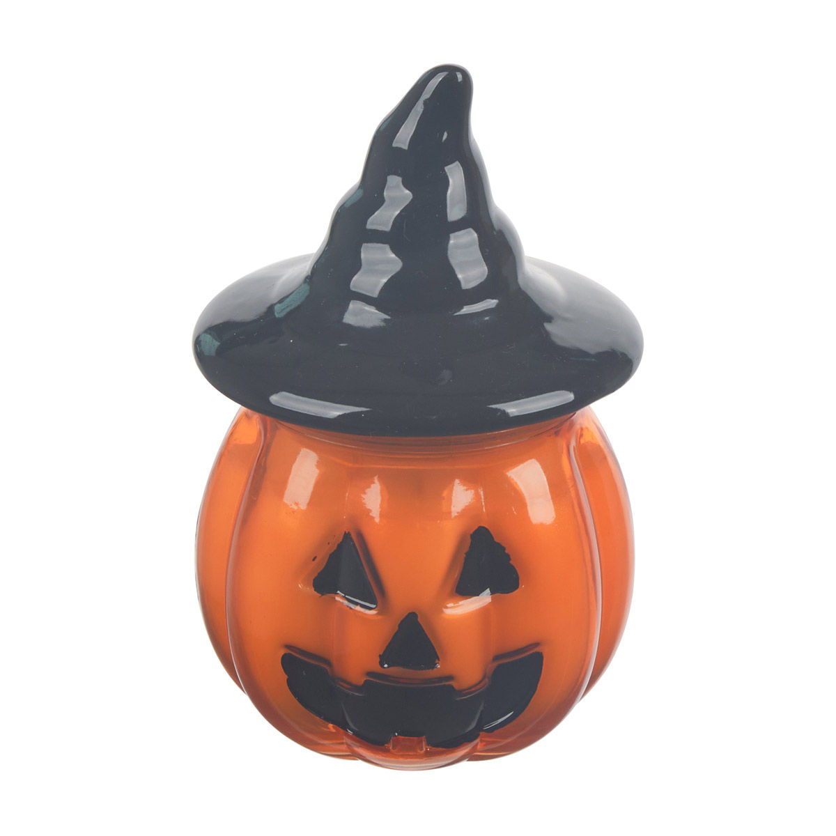 Halloween Orange Jolly Jar Candle with Hat-Shaped Lid