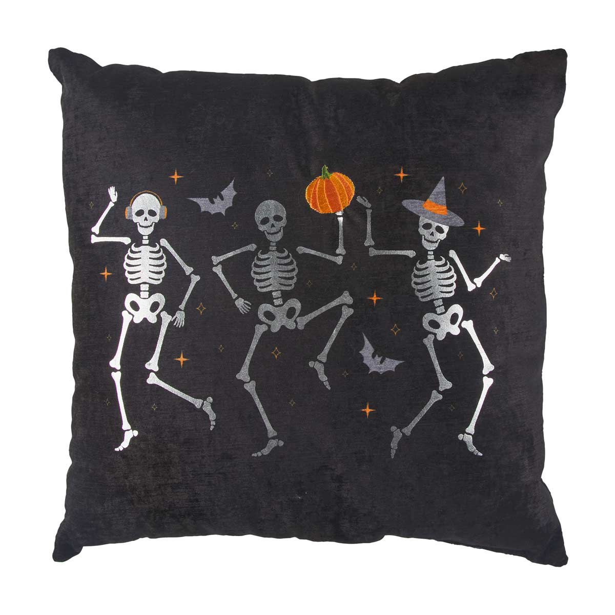Halloween Skeleton Print Square Toss Pillow