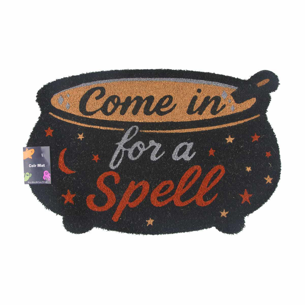 Halloween Harvest Cauldron Shaped Coir Mat Décor, 18x28 in