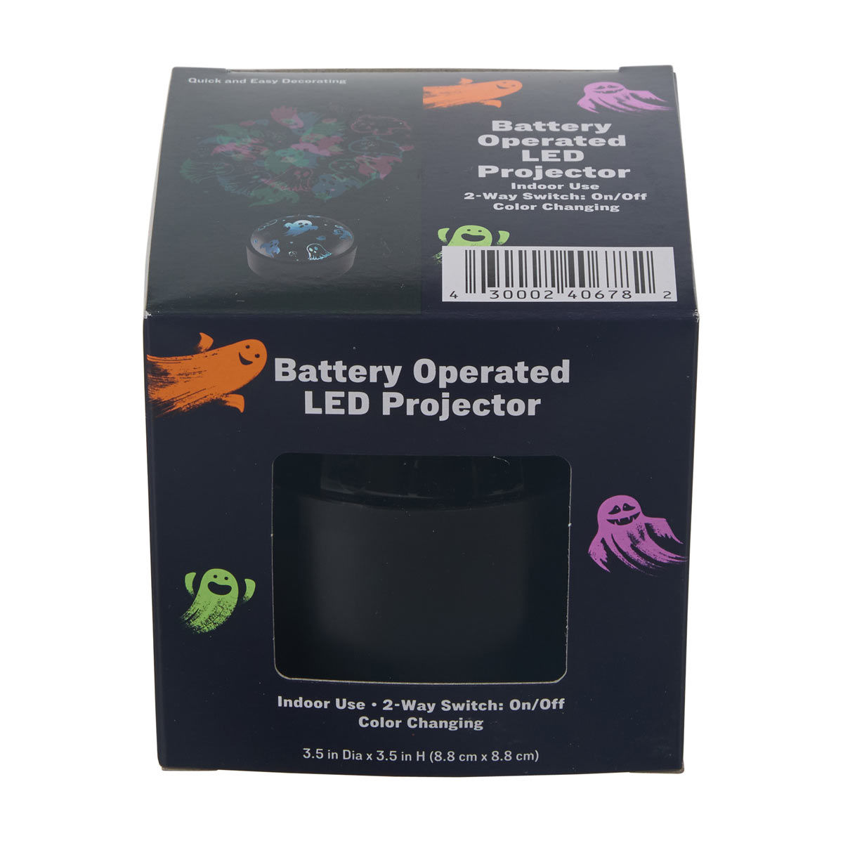 Halloween Ghost Pattern Battery Operated LED Projector, 3.5 in