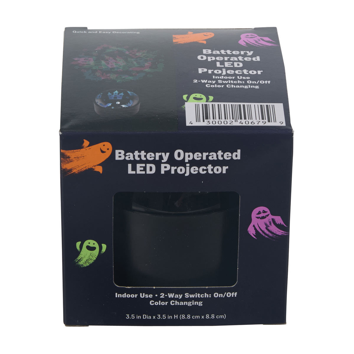 Halloween Bats Pattern Battery Operated LED Projector, 3.5 in