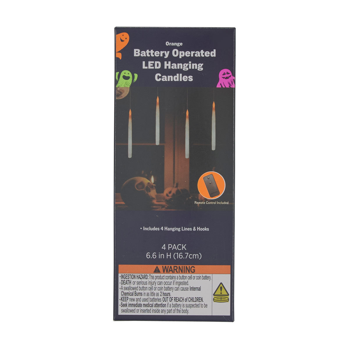 Halloween Harvest Battery Operated LED Hanging Candles, Orange, 4 ct