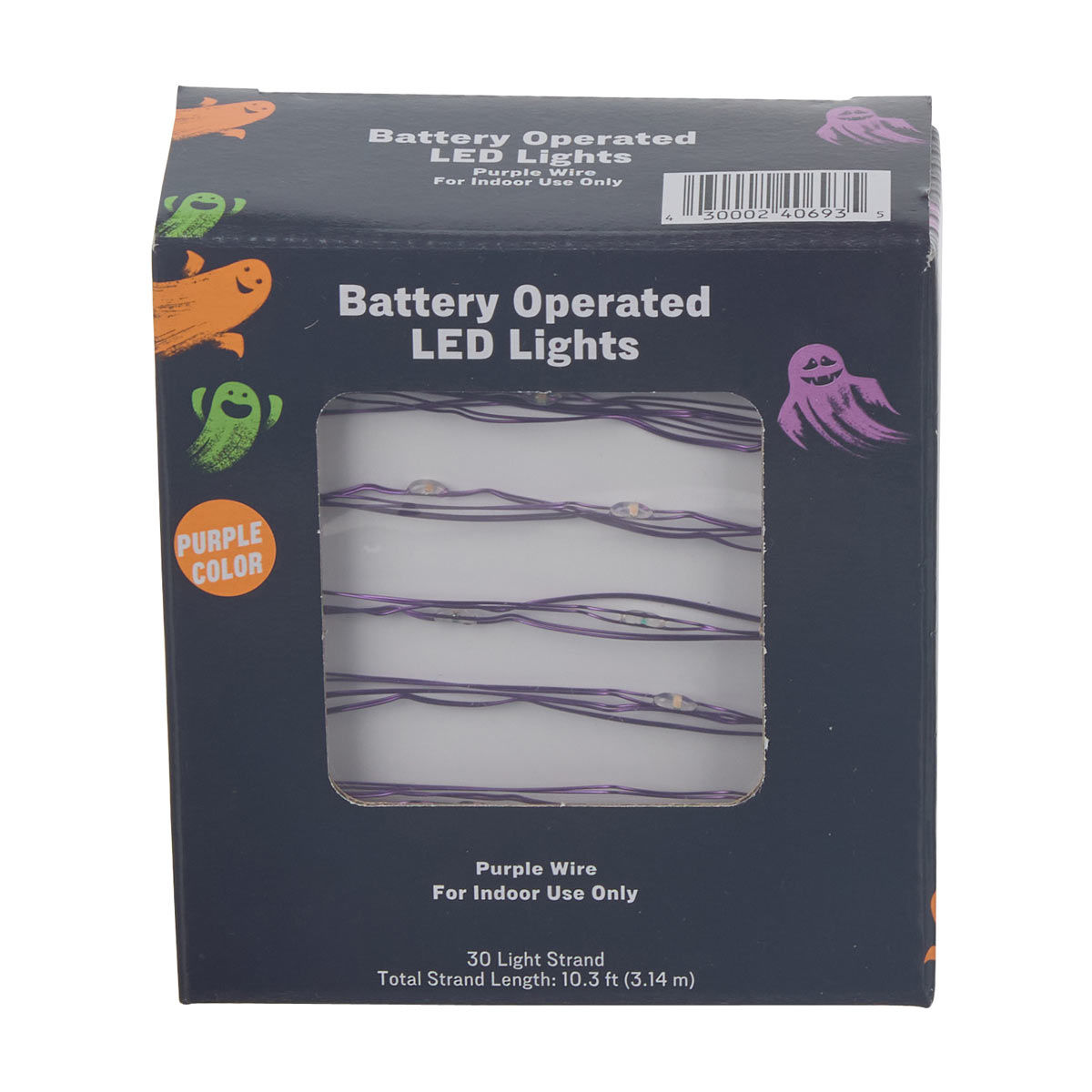 Halloween Harvest Battery Operated Purple Wired LED Lights