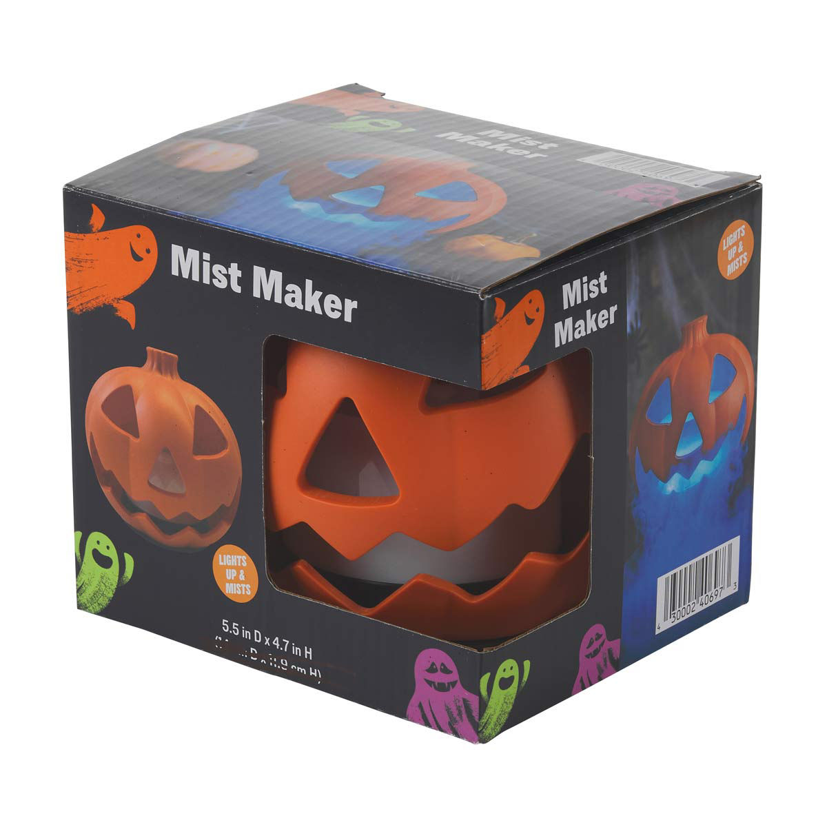Halloween Light Up Pumpkin Shaped Mist Maker, 5.5x4.7 in