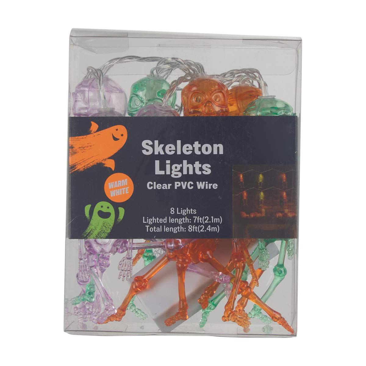 Halloween Skeleton Shaped String Lights, 8 ft