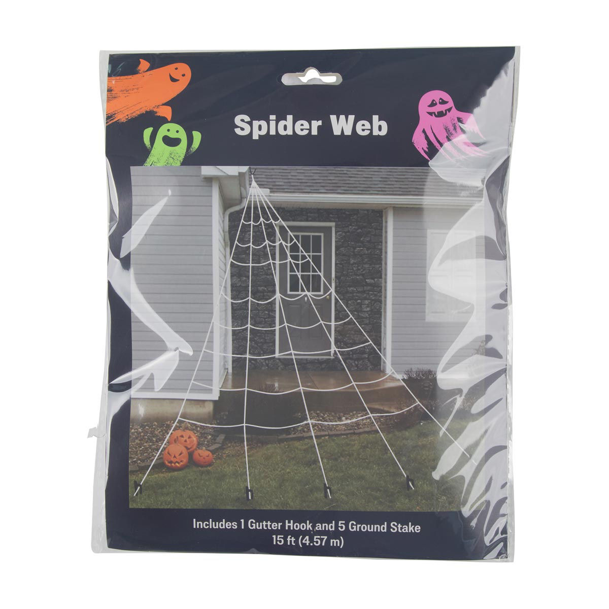 Halloween White Spider Web Outdoor Décor, 15 ft