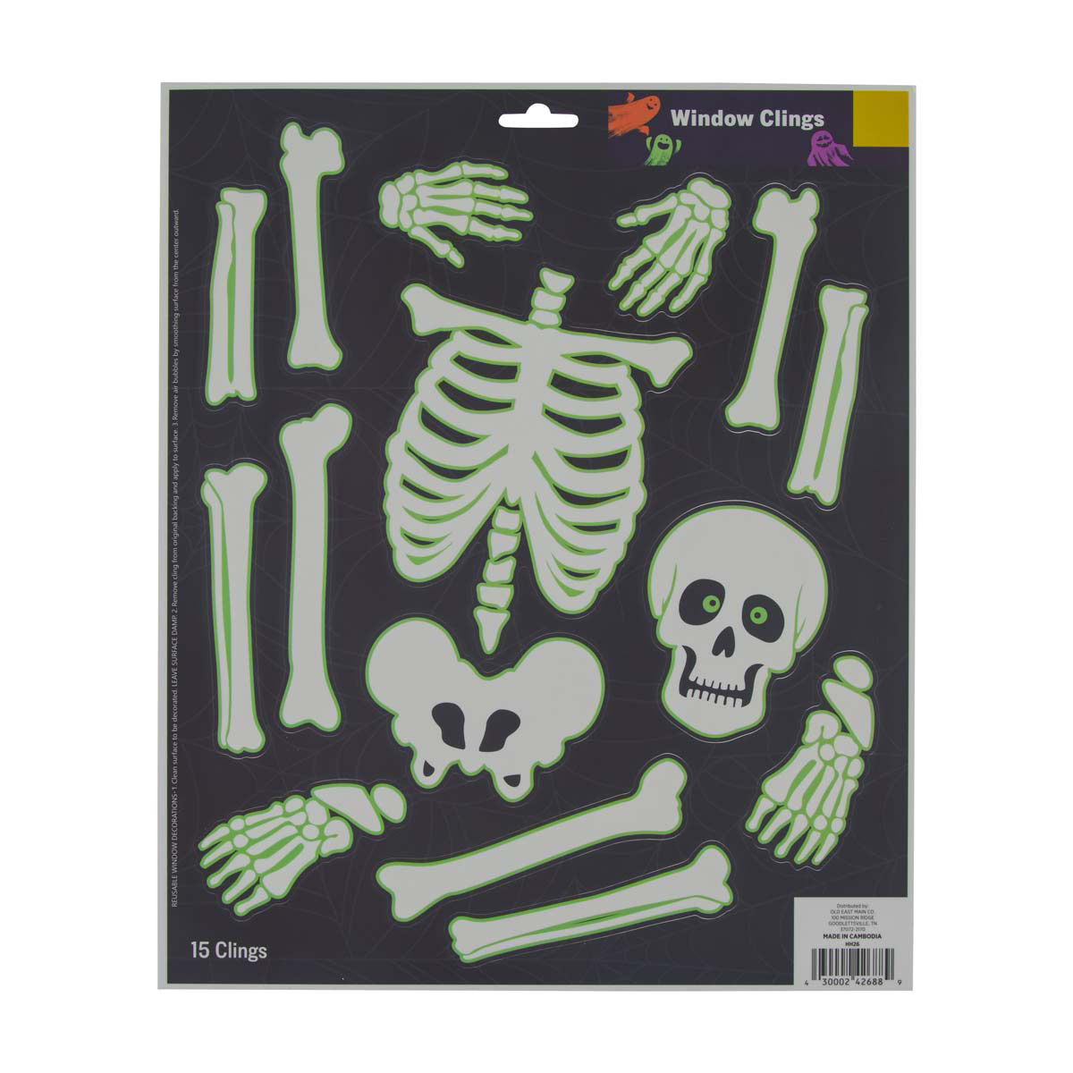 Halloween Bone Window Clings Décor