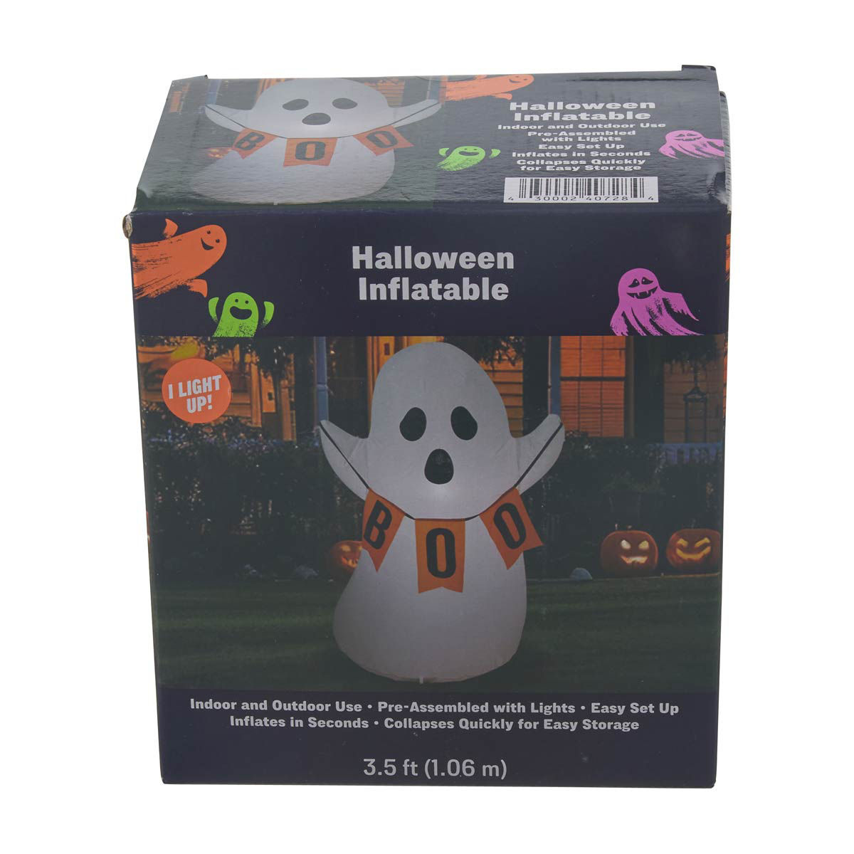Halloween Light Up Inflatable Ghost Airblown Balloon Décor, 3.5 ft