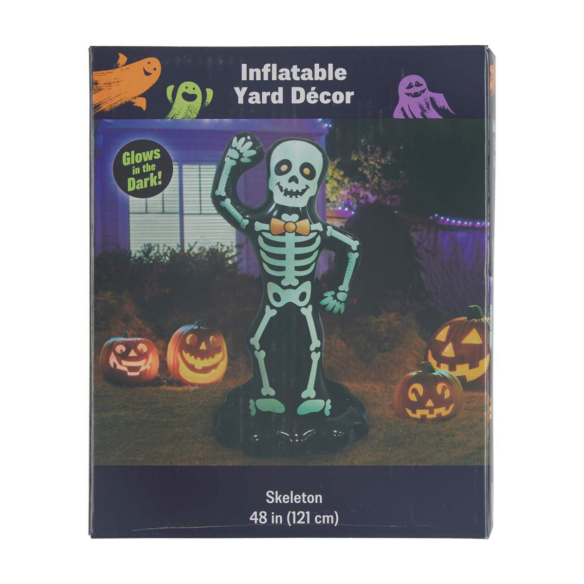 Halloween Blow Up Skeleton Yard Décor, 48 in