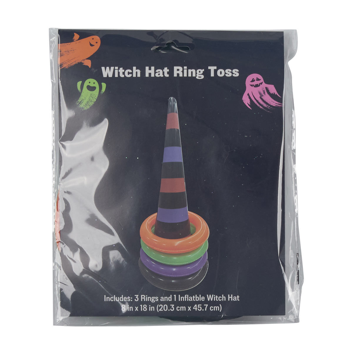Halloween Witch Hat Inflatable Ring Toss Game, 3 pc