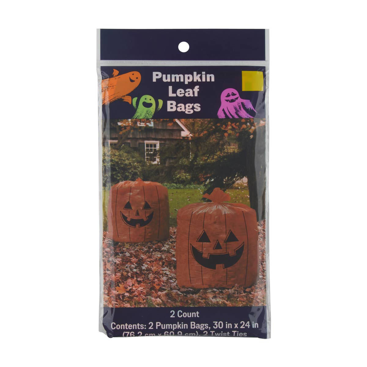 Halloween Pumpkin Leaf Bags, 30x24 in, 2 ct