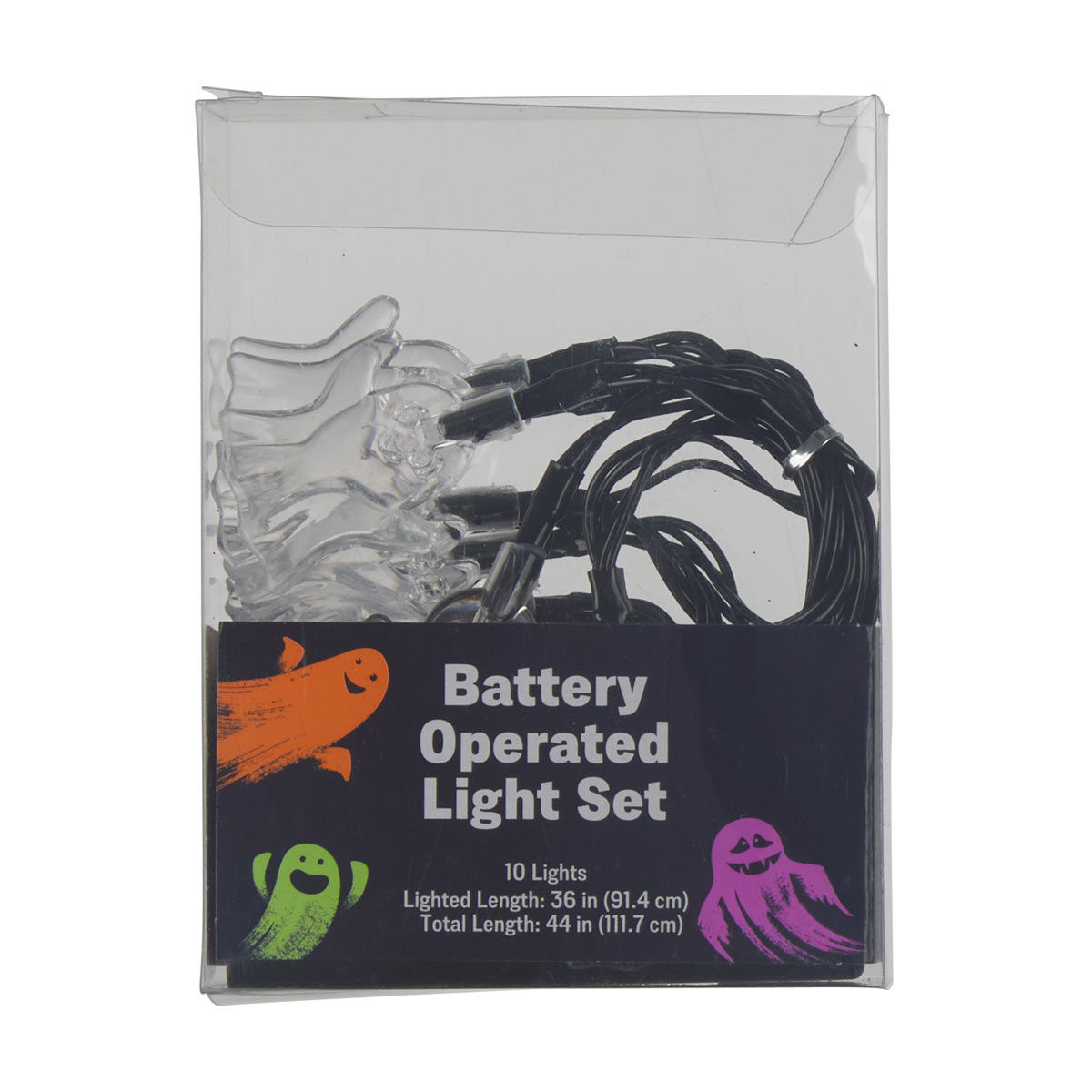 Halloween Battery Operated Ghost Shaped String Light Set, 44 in