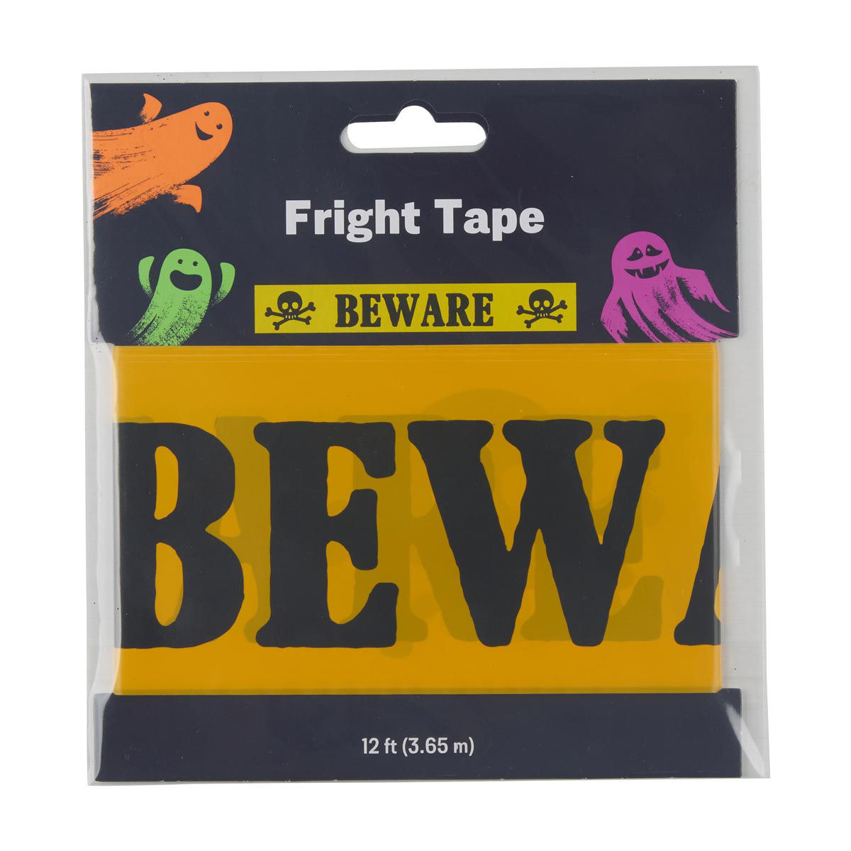 Halloween Printed Fright Tape Décor, 12 ft, 3 Assorted Designs