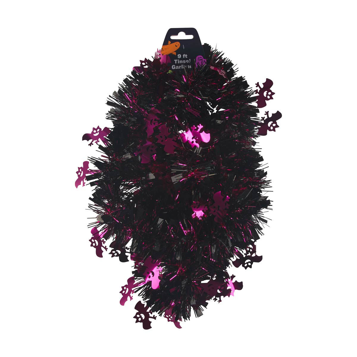 Halloween Tinsel Garland Décor, 9 ft, 3 Assorted Styles