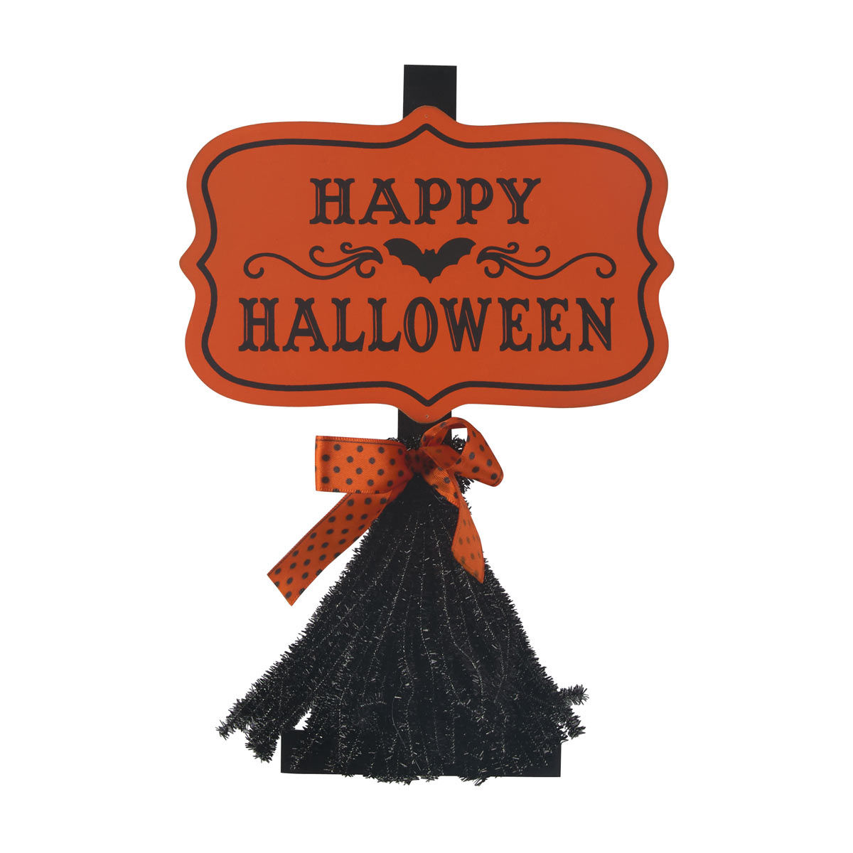 Halloween Orange Spooky Broom Tabletop Décor