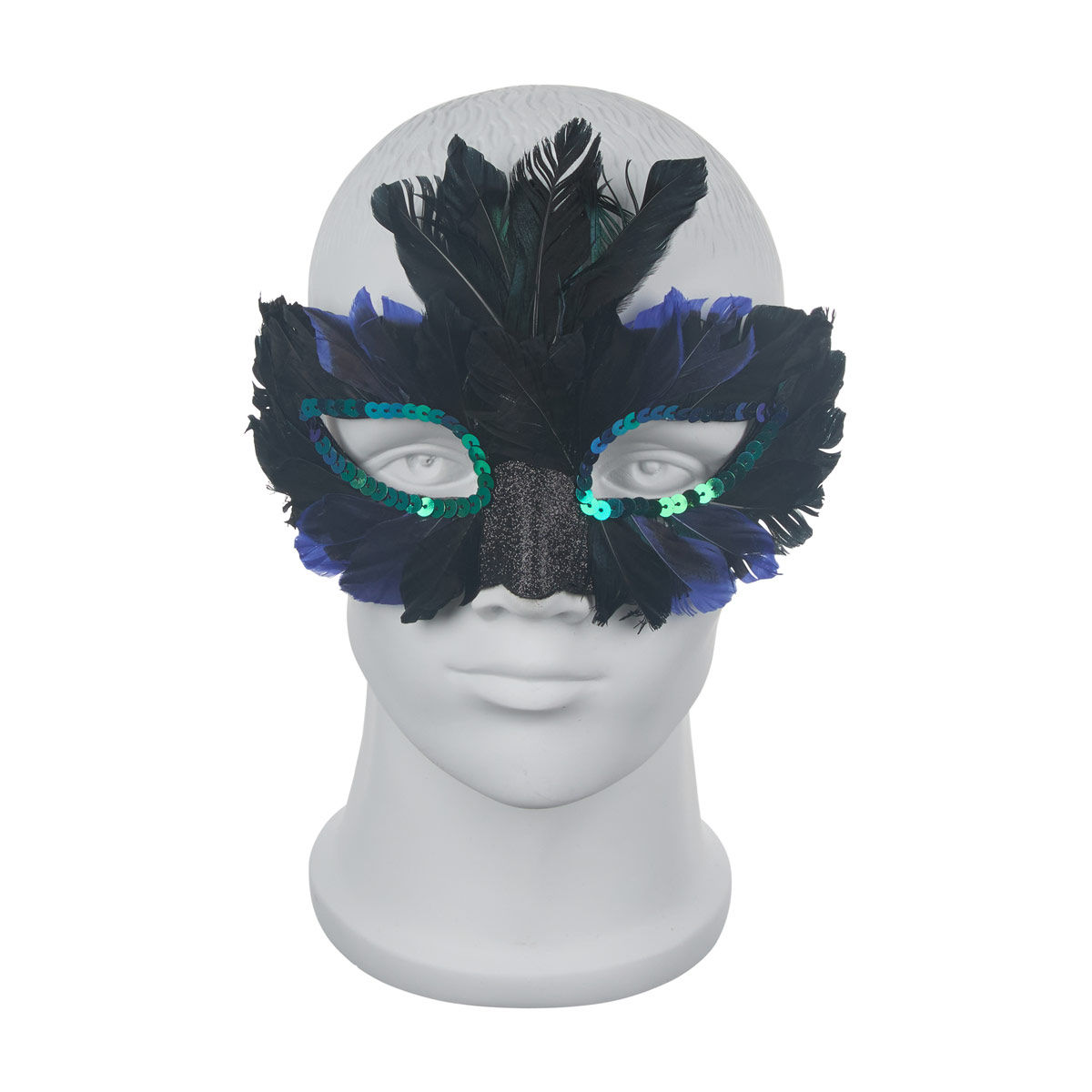 Halloween Feather Masquerade Mask, 3 Assorted Styles