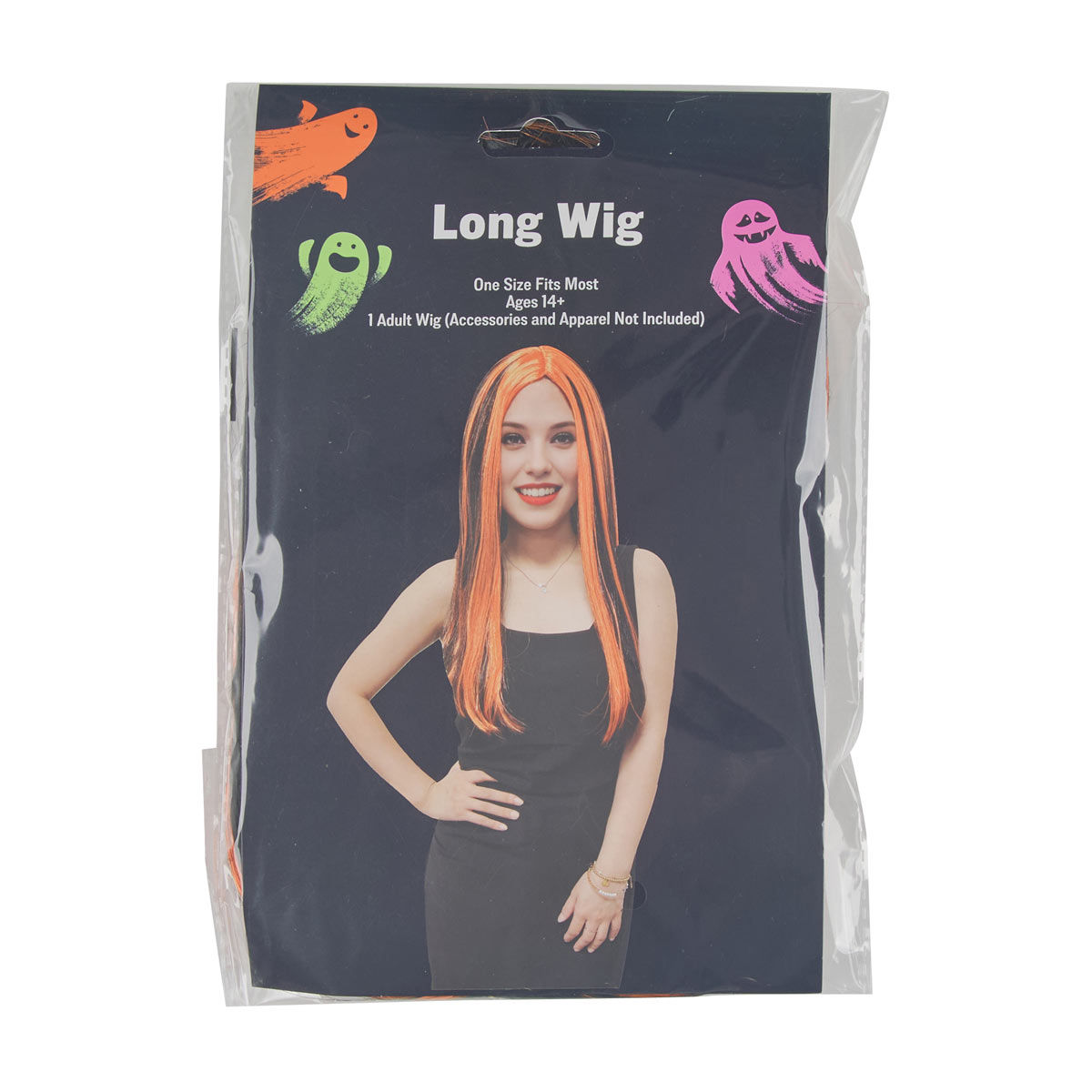 Halloween Women's Orange Long Hair Wig, One Size