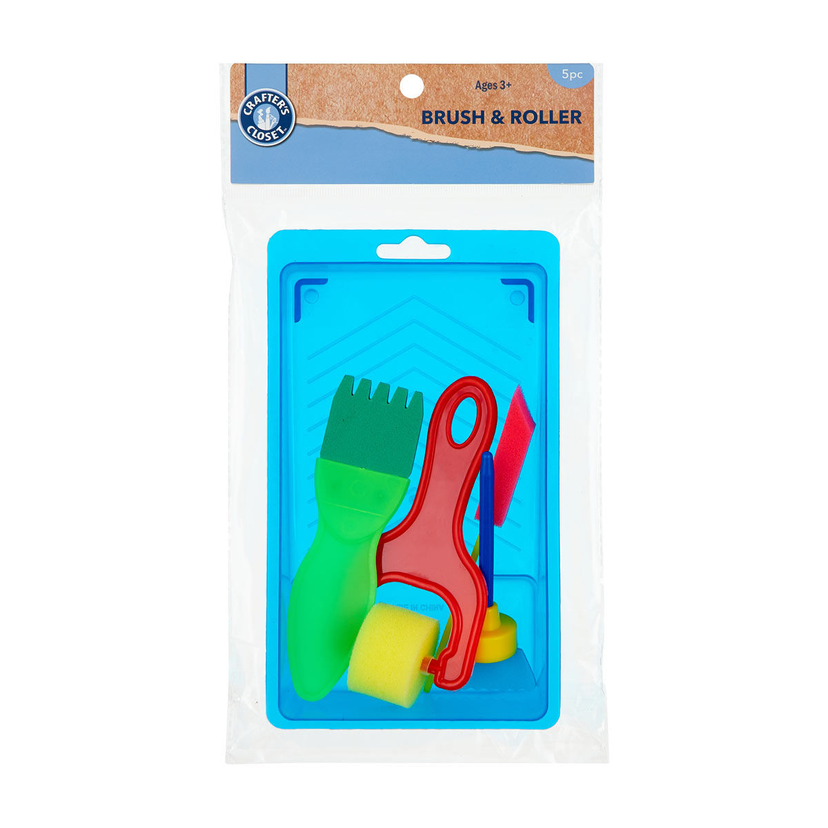 Crafter’s Closet 5-Piece Kids Paint Brush & Roller Set with Tray