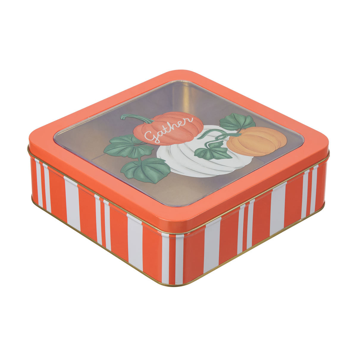 Harvest Square Shaped Gather Window Tin Storage Box