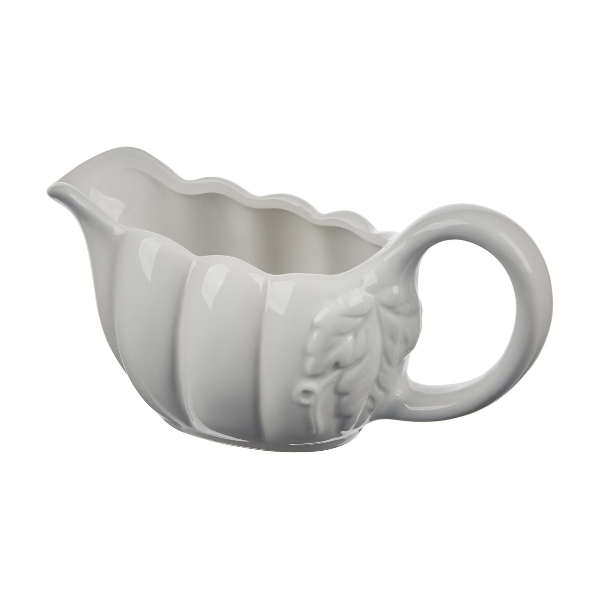 White Ceramic Pumpkin Shaped Gravy Bowl