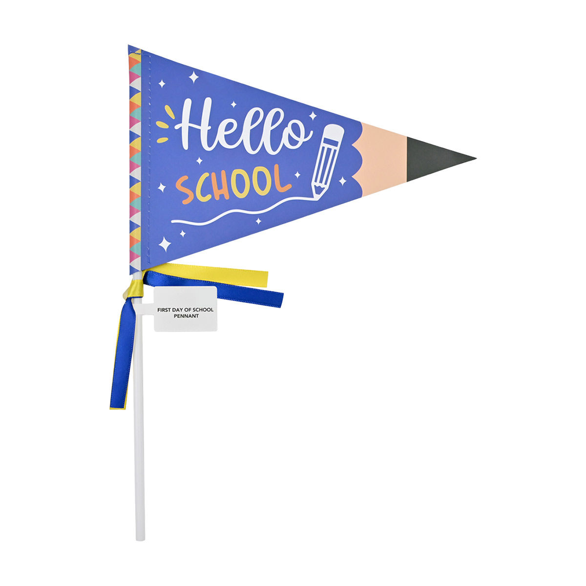 First Day of School Blue Pennant Flag