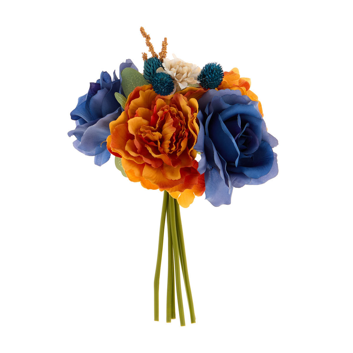 Blue & Orange Artificial Bouquet, 11 in