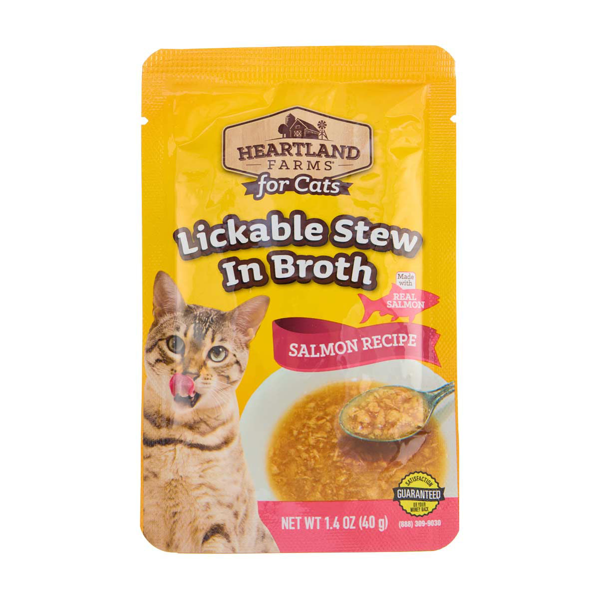 Heartland Farms for Cats Lickable Stew in Broth, Salmon Recipe, 1.4 oz Pouch