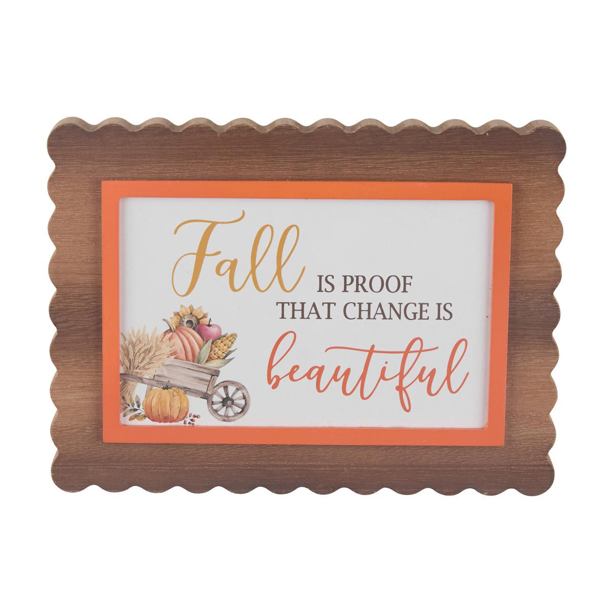 Harvest Scalloped Dark Wooden Tabletop Décor