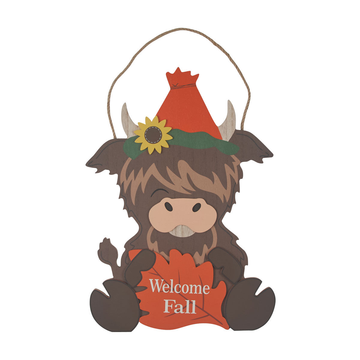 Harvest Halloween Orange Cow Shaped Hanging Sign Décor