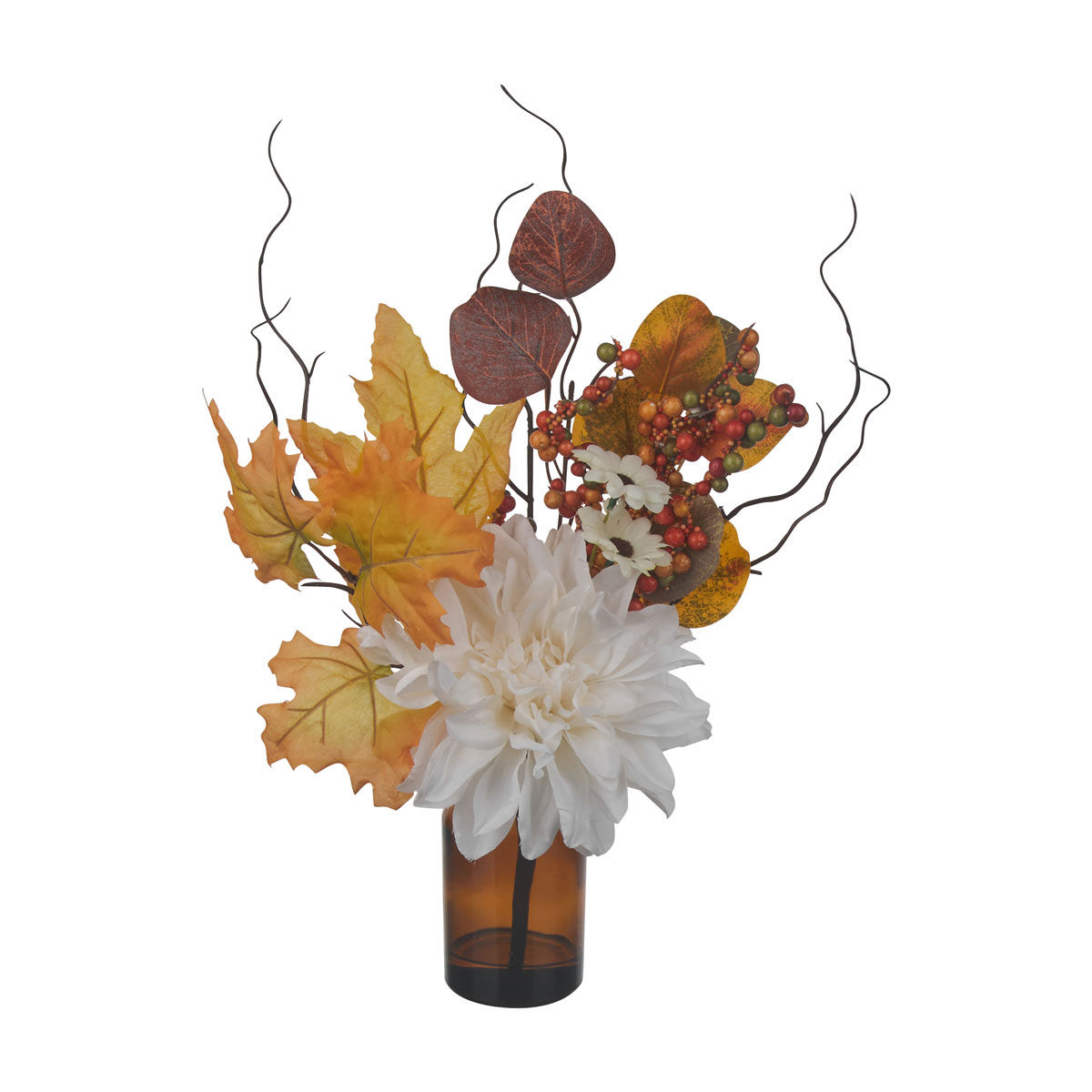 Harvest Artificial White Floral Arrangement in Glass Vase