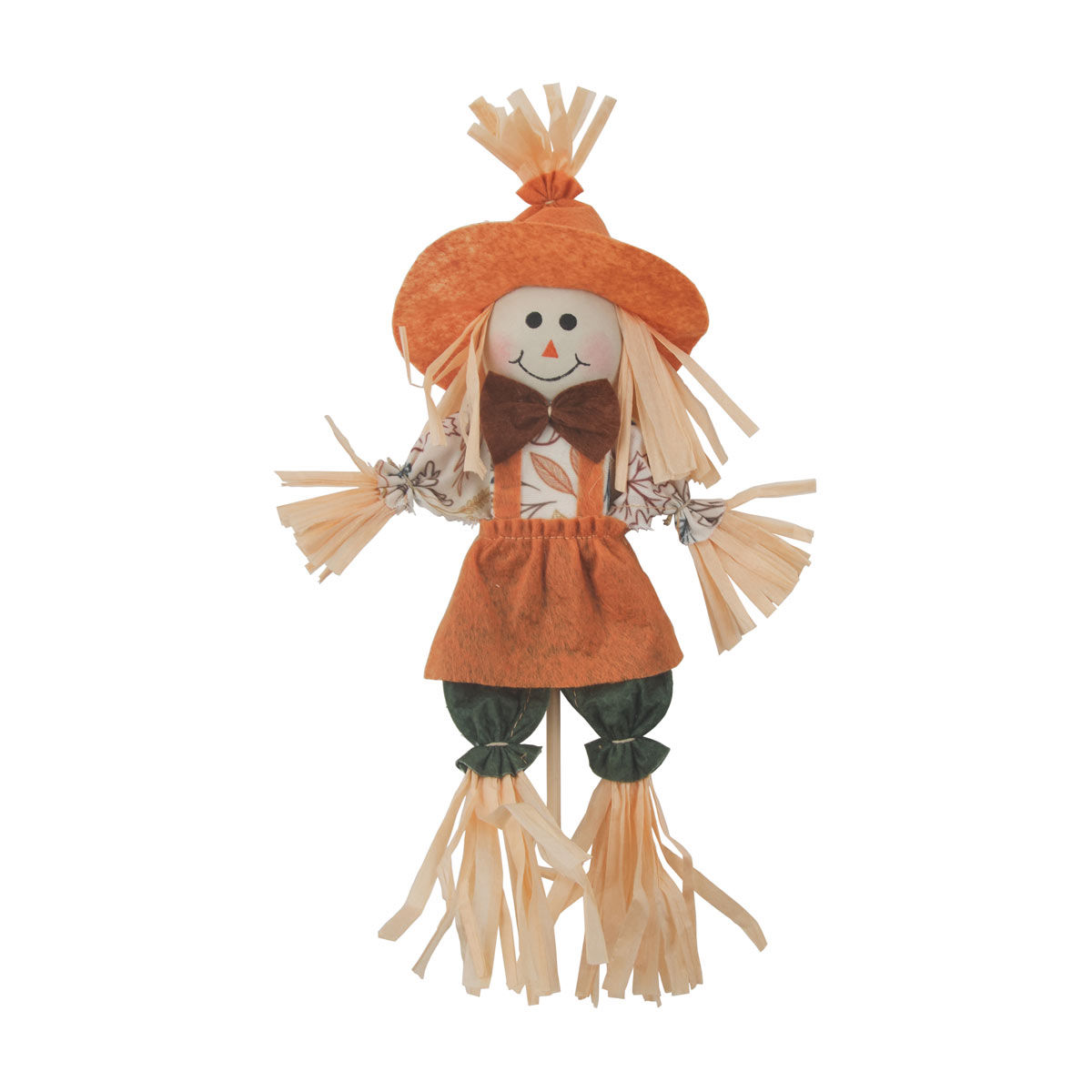 Harvest Orange Girl Scarecrow Pick Décor