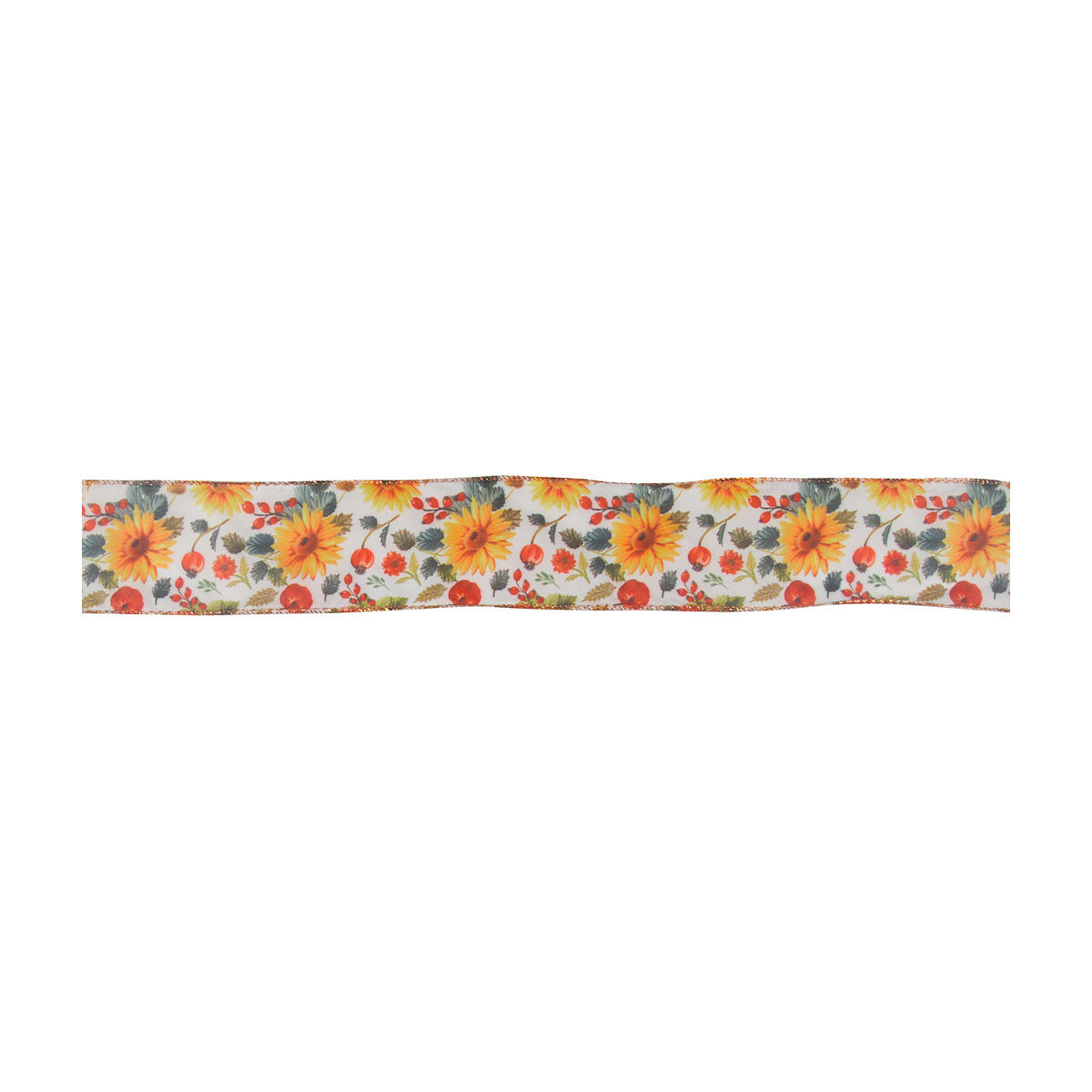 Harvest Sunflower and Berry Print Ribbon