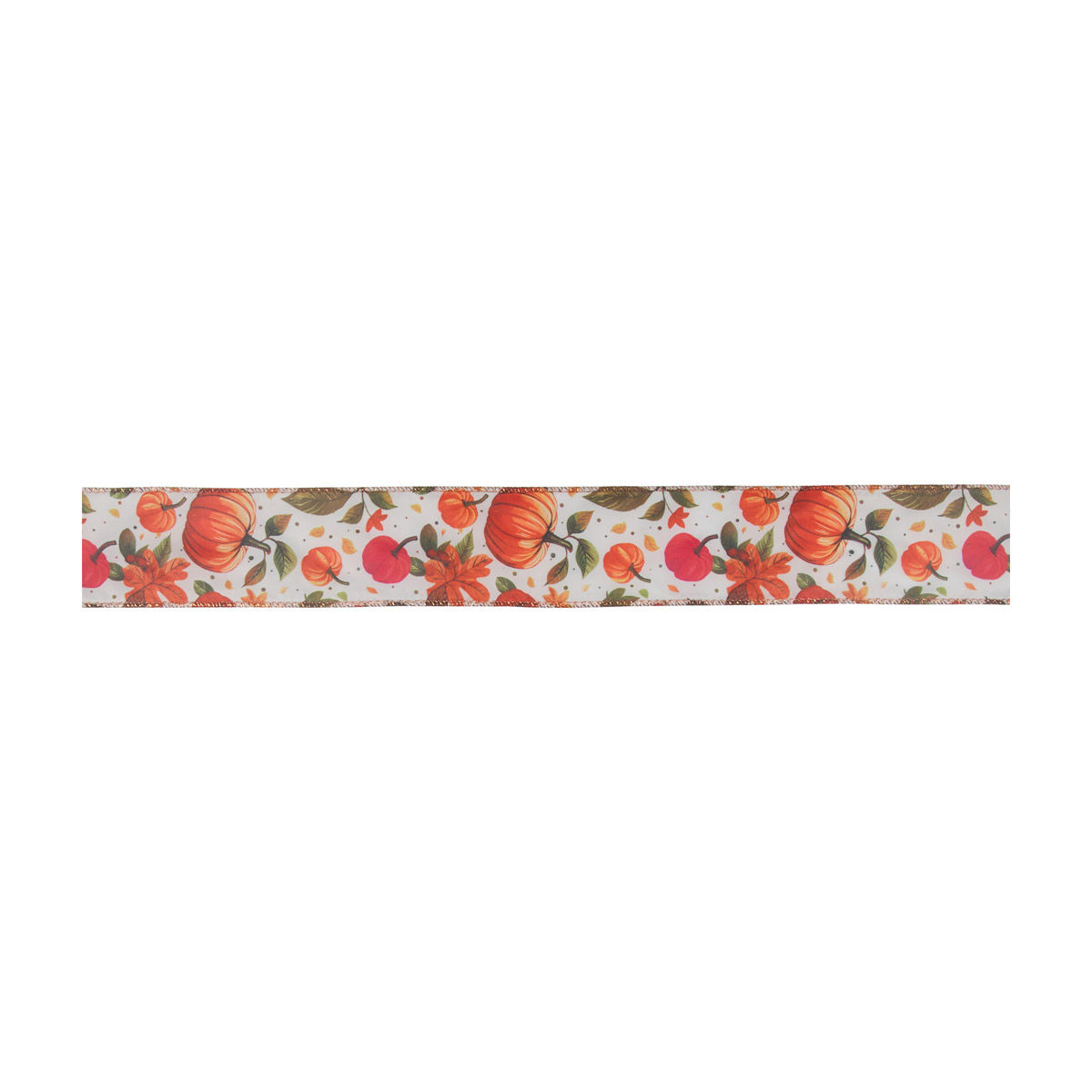 Harvest Pumpkin and Leaves Print Ribbon