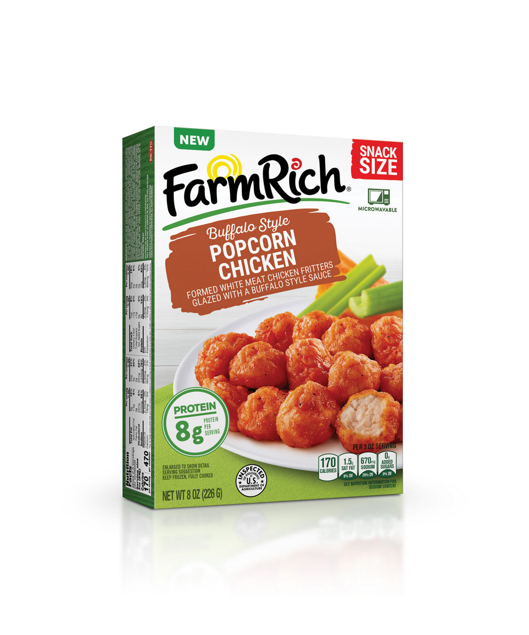 Farm Rich Buffalo Style Popcorn Chicken, Snack Size, 8 oz
