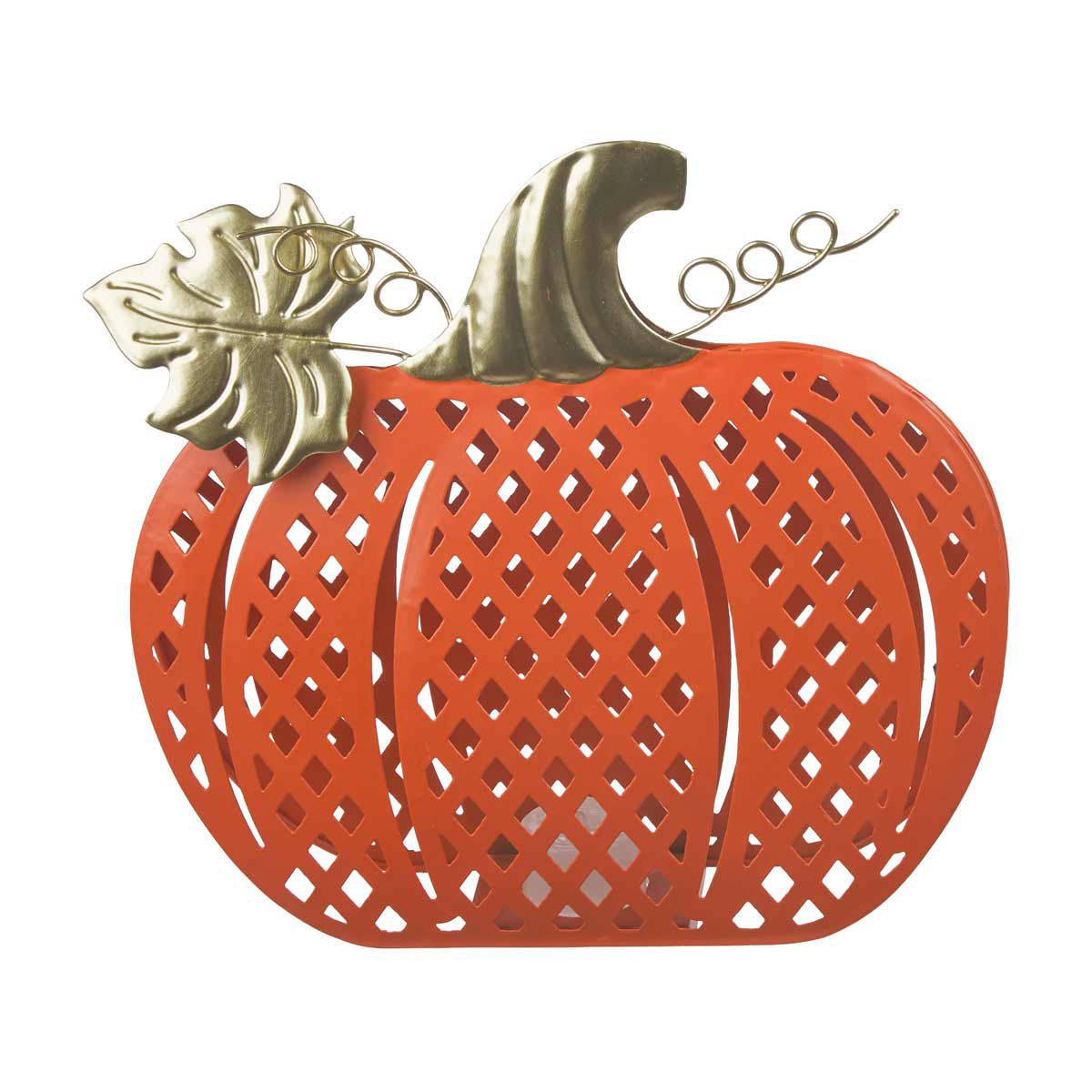 Harvest Orange Metal Pumpkin Shaped LED Table Décor