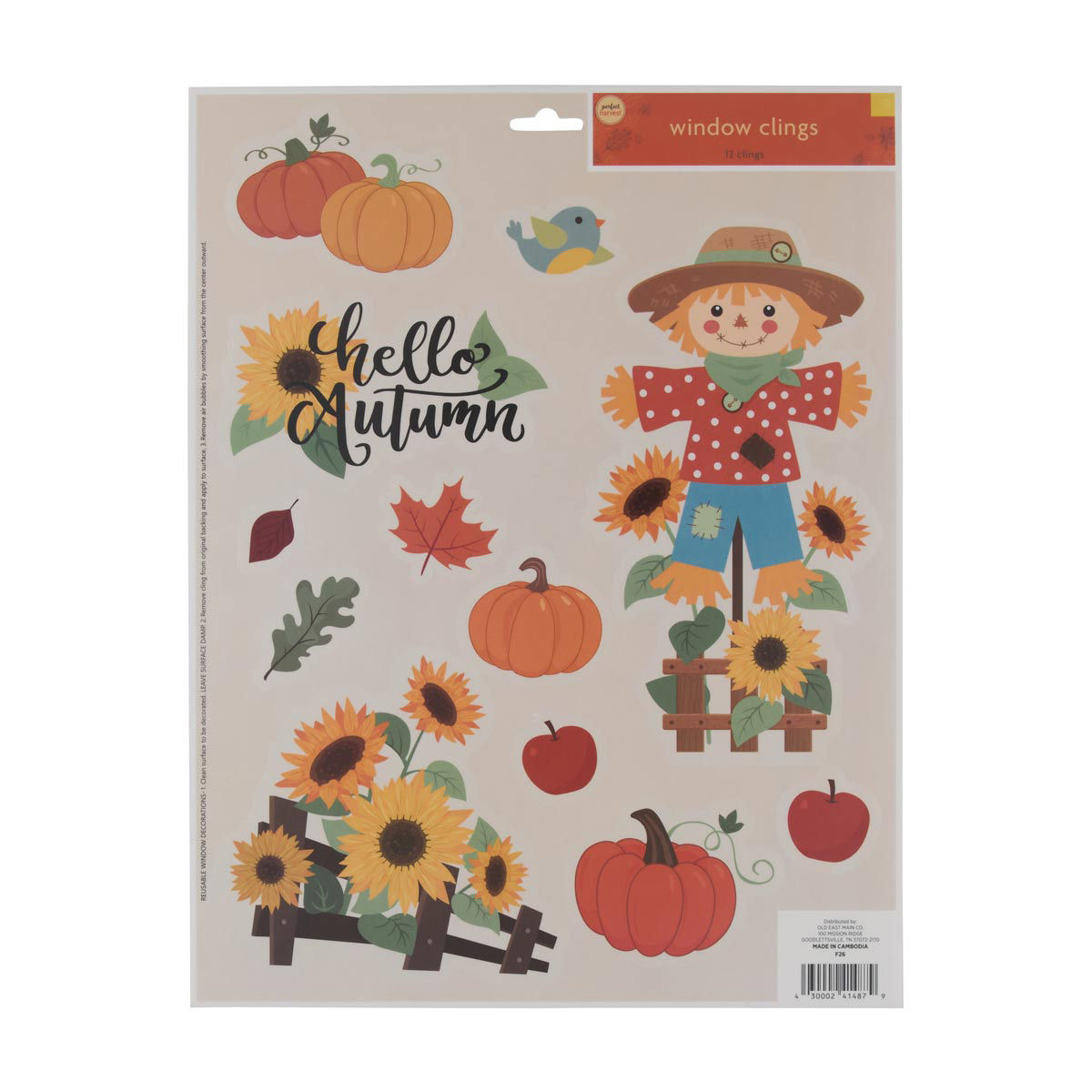 Perfect Harvest Scarecrow Window Clings, 12 ct
