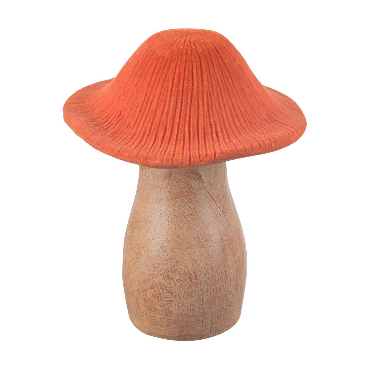 Harvest Large Flocked Mushroom Shaped Table Décor, Orange