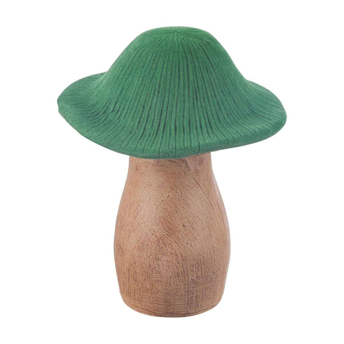 Harvest Large Flocked Mushroom Shaped Table Décor, Green