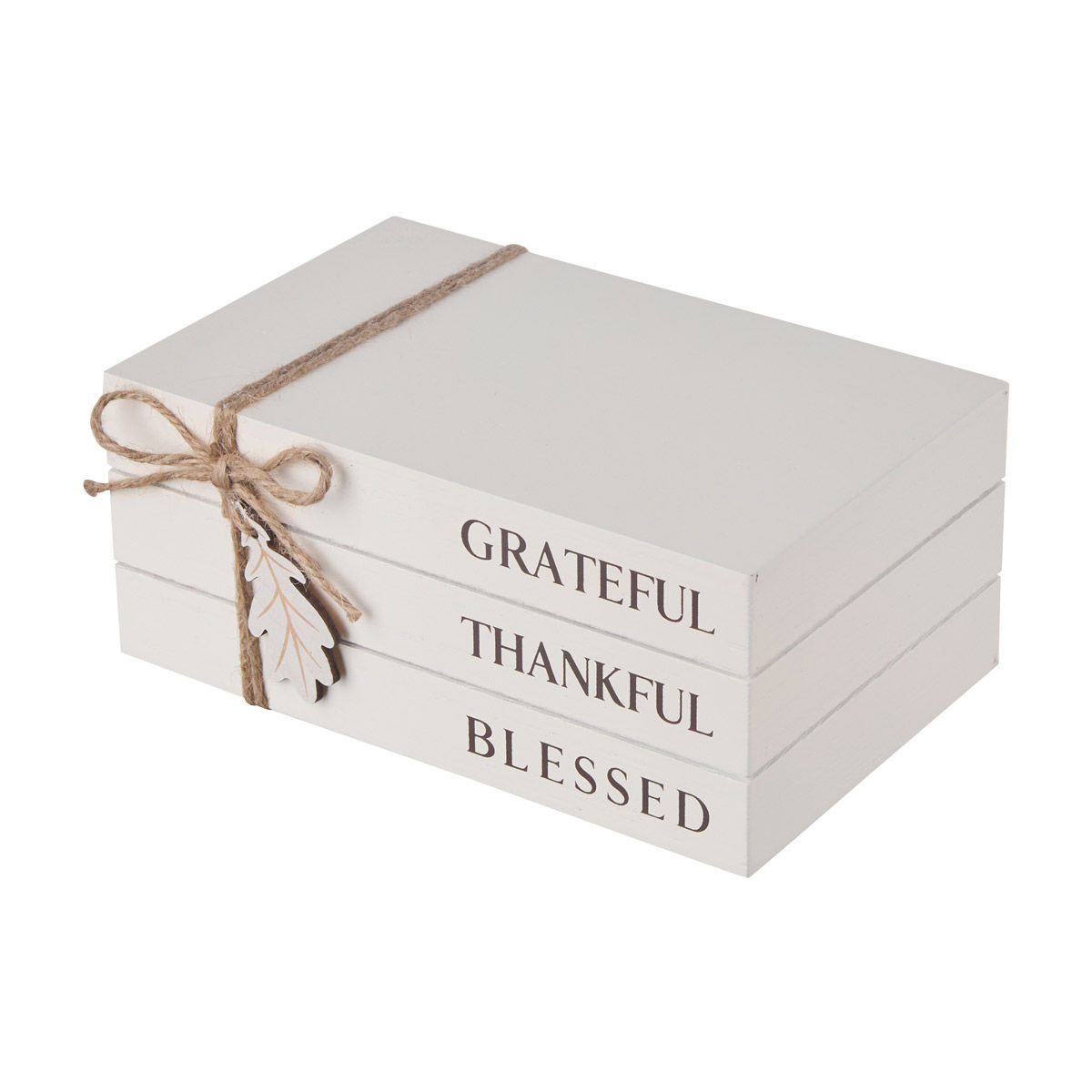 Harvest White Wood 'Grateful Thankful Blessed' Decorative Book Stack