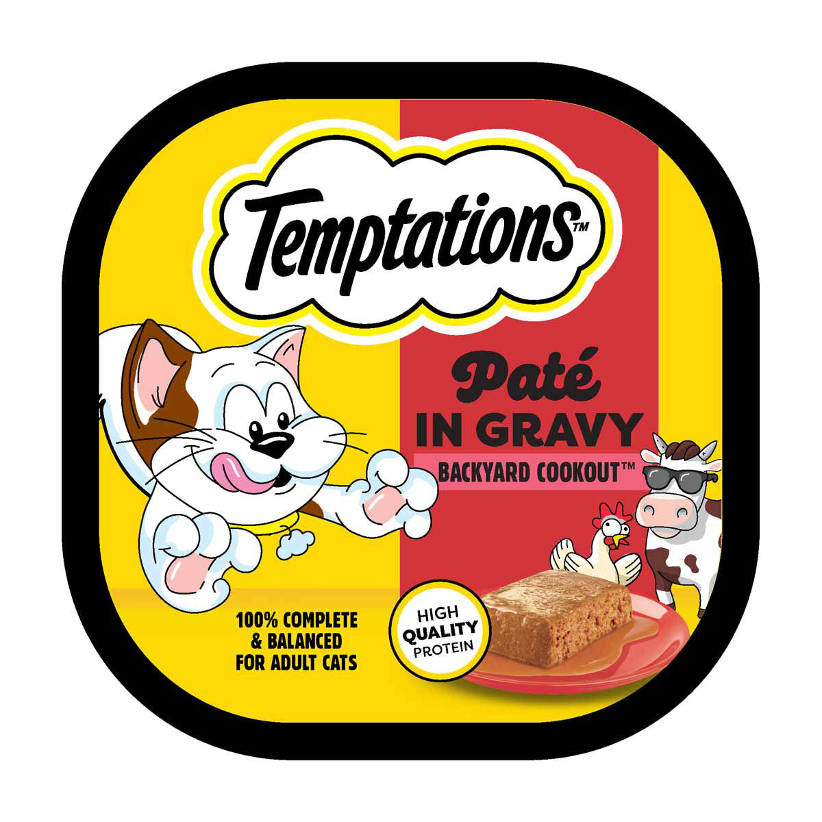 Temptations Paté in Gravy Backyard Cookout Adult Wet Cat Food, 3.5 oz
