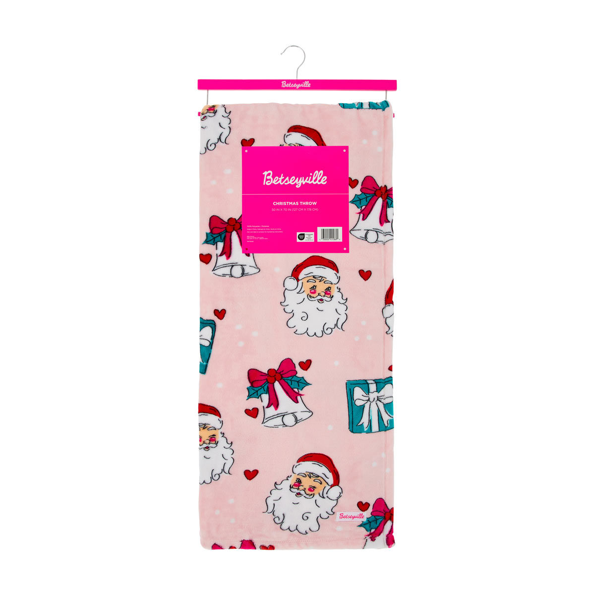 Betseyville Christmas Santa Print Throw, 50x70 in