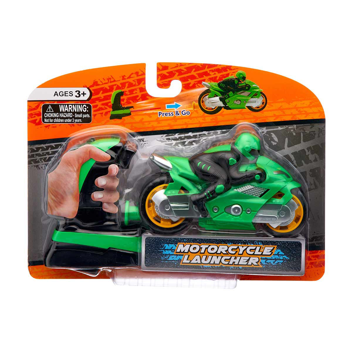 Press & Go Green Motorcycle Launcher Kids Toy